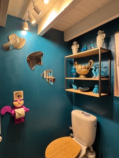 Alice House — toilettes décorées bleu canard avec figurines