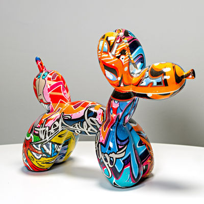 Figurine chien coloré style pop art graffiti en résine, brocante Wonderland21